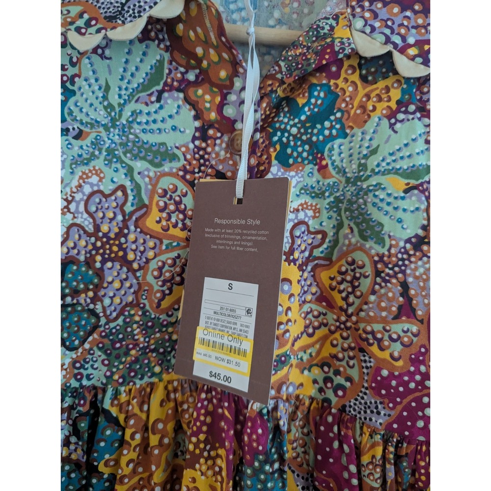NEW!! Kika Vargas x Target Anemone Floral Mini Dress Womens Size S Oversized - Picture 7 of 11